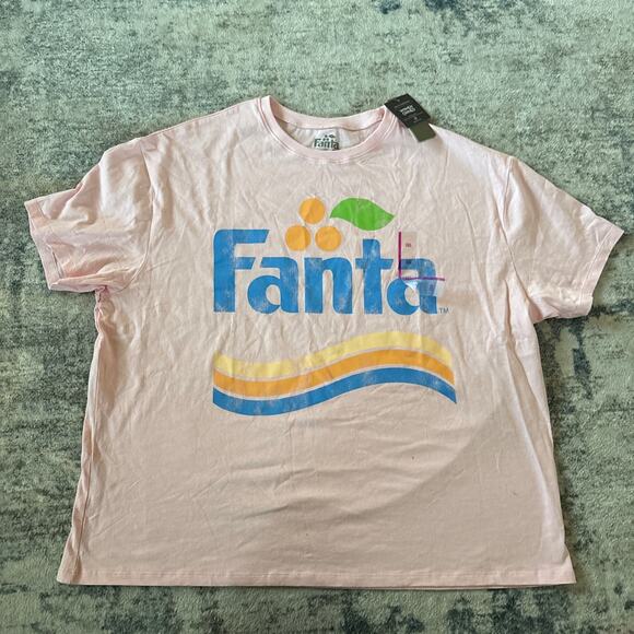NEW‎ Fanta Oversized Short Sleeve Graphic Print T-Shirt Pink Women's Size XXL - Picture 2 of 7